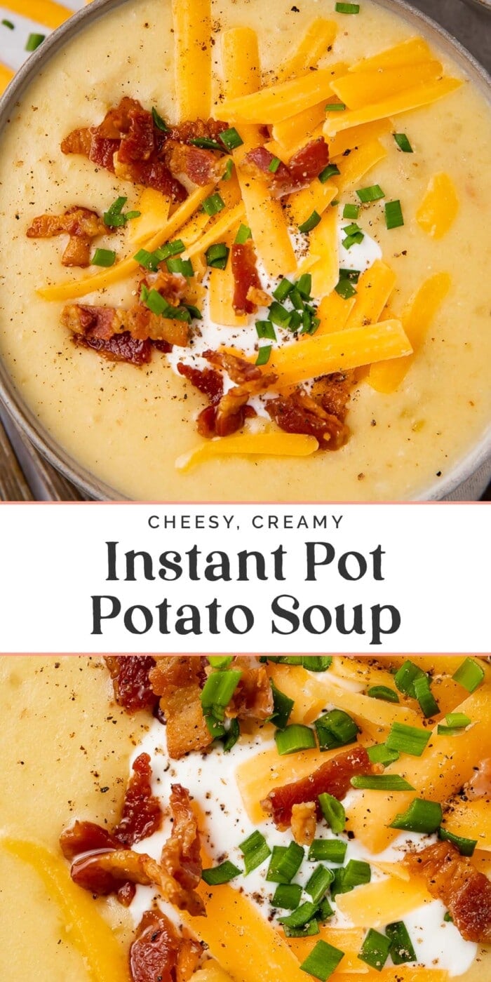 Pin graphic for Instant Pot potato soup