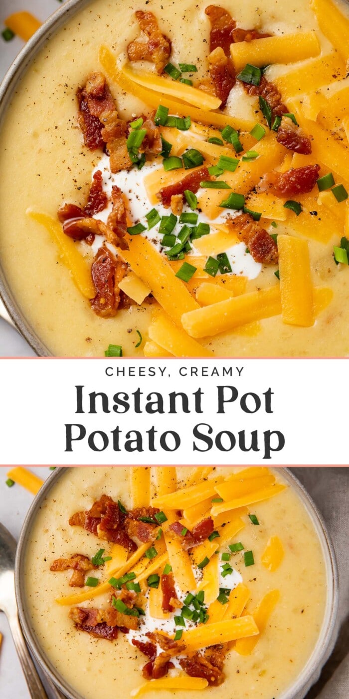 Pin graphic for Instant Pot potato soup