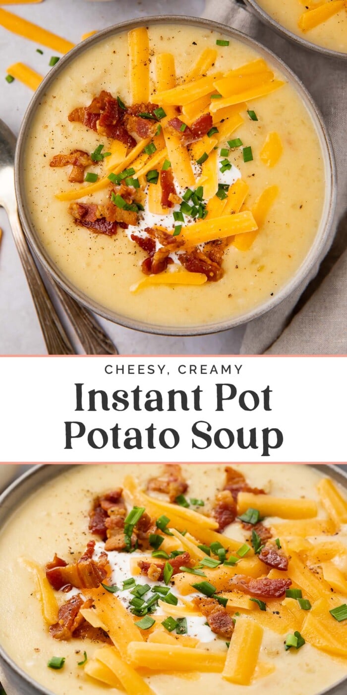 Pin graphic for Instant Pot potato soup