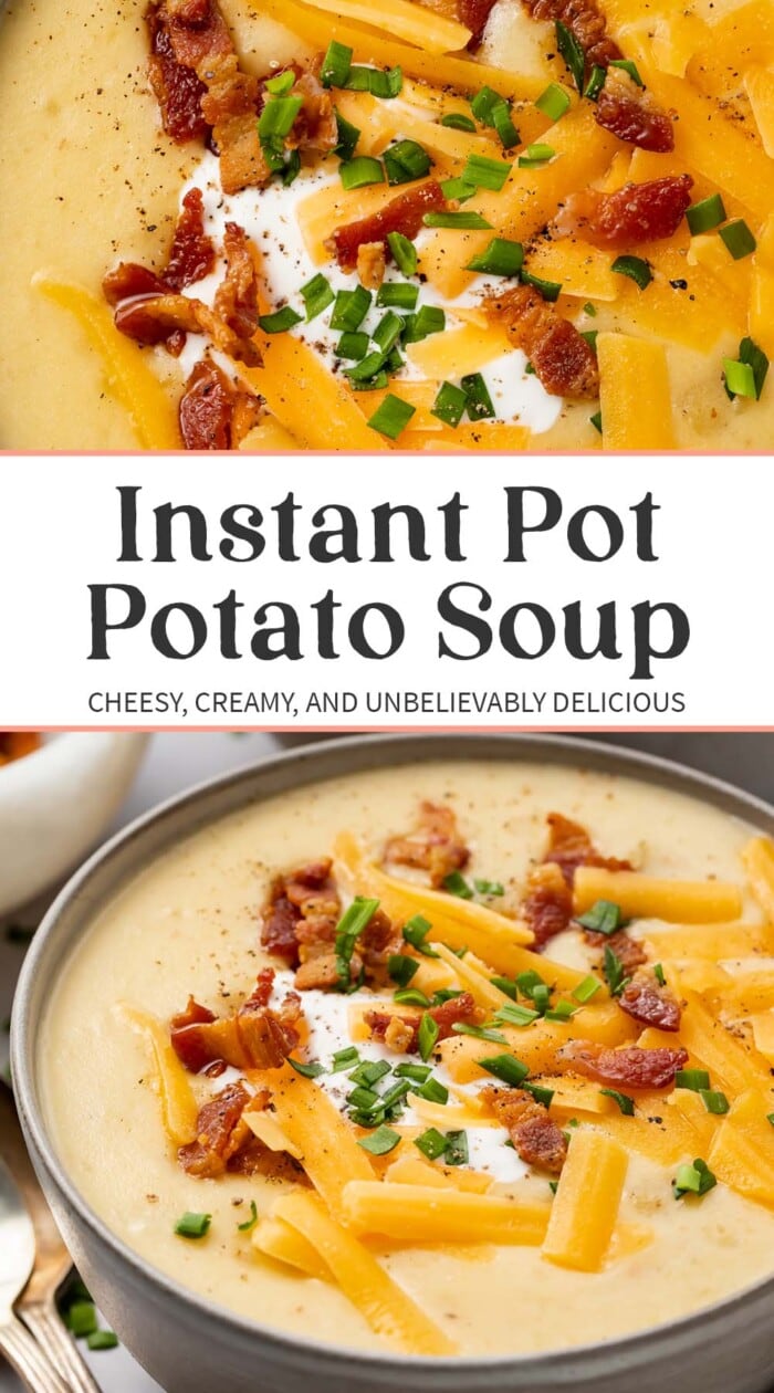 Pin graphic for Instant Pot potato soup