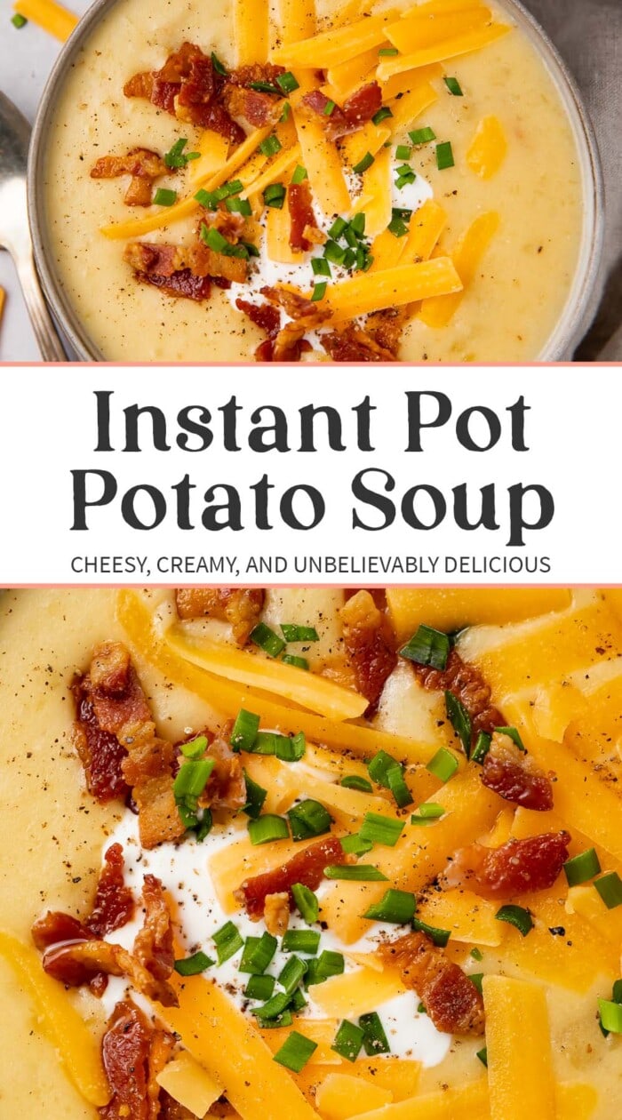 Pin graphic for Instant Pot potato soup