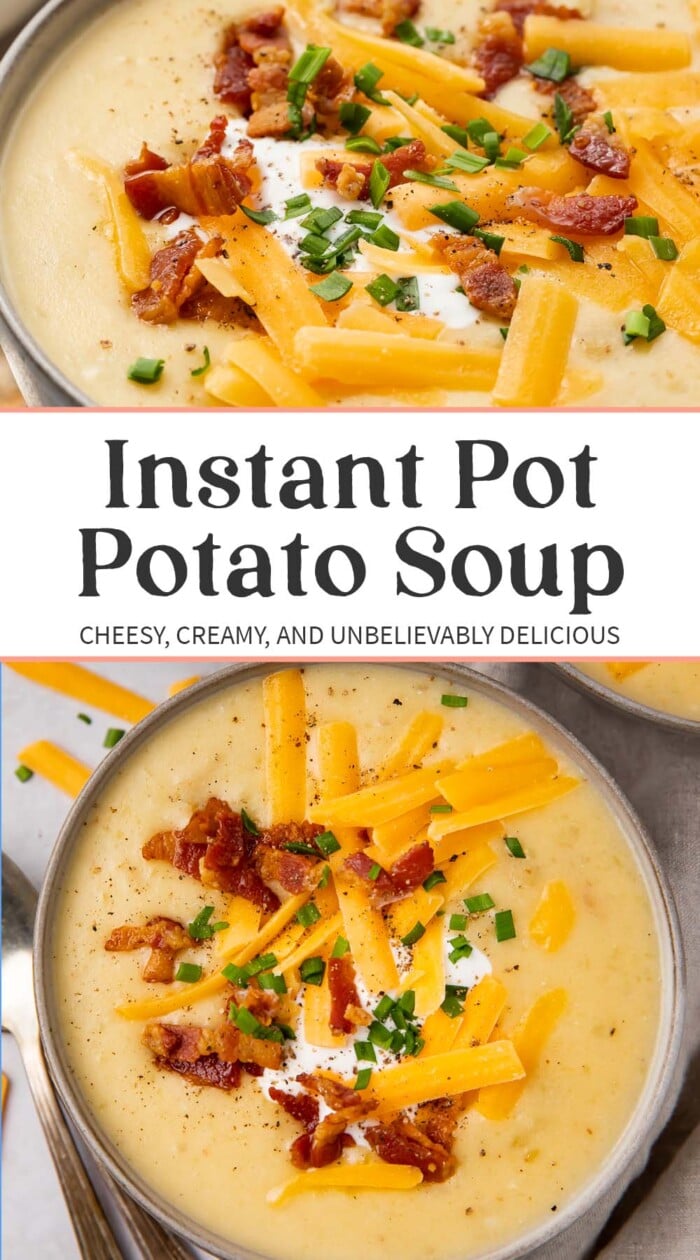 Pin graphic for Instant Pot potato soup