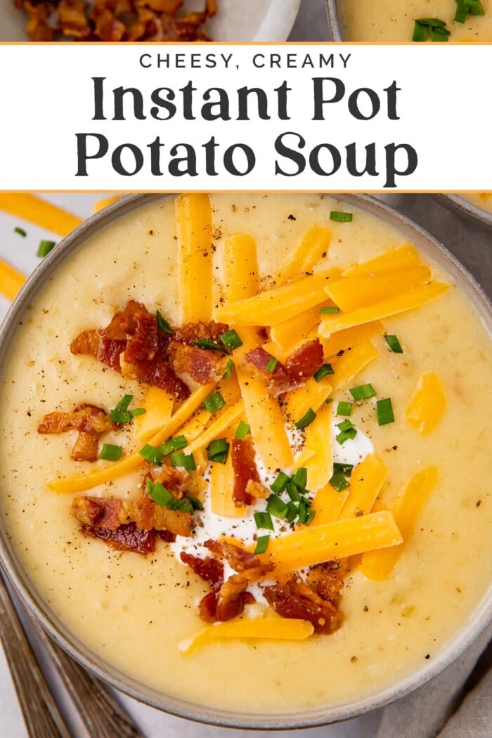 Pin graphic for Instant Pot potato soup