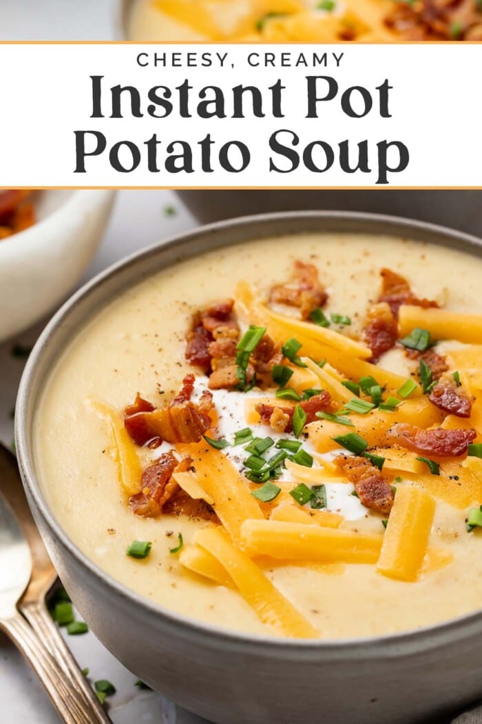 Pin graphic for Instant Pot potato soup