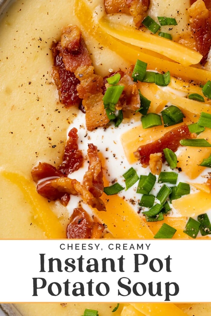 Pin graphic for Instant Pot potato soup