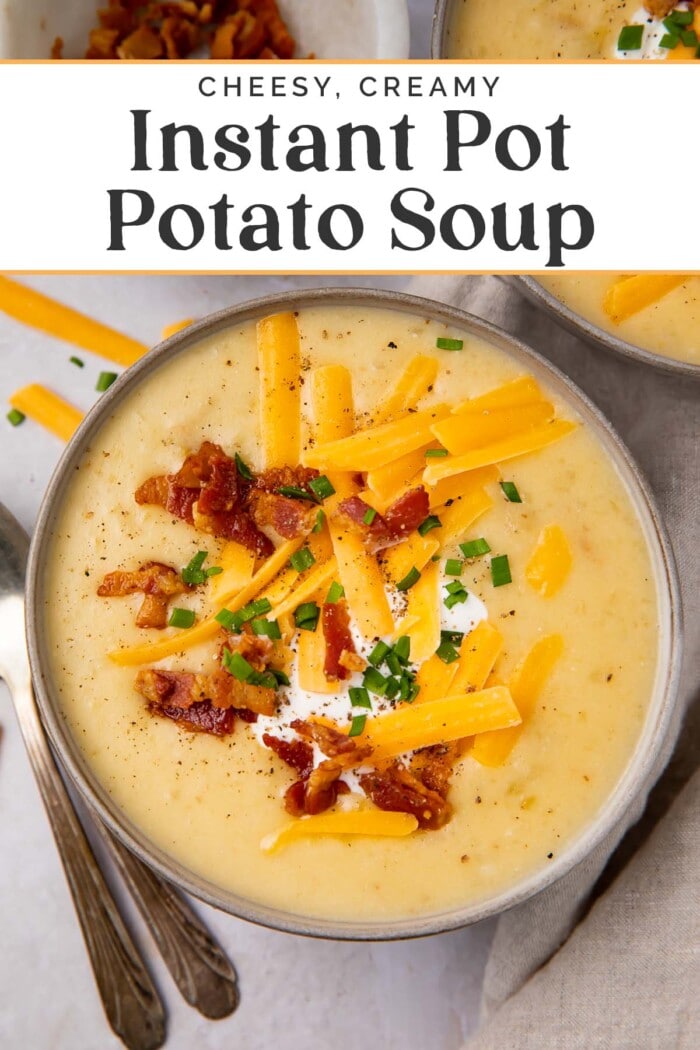 Pin graphic for Instant Pot potato soup