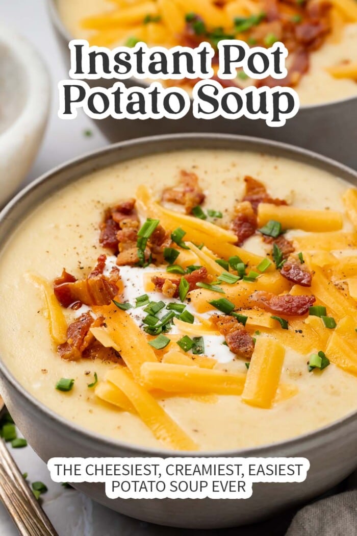 Pin graphic for Instant Pot potato soup