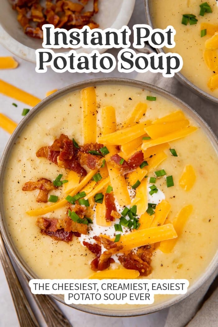 Pin graphic for Instant Pot potato soup