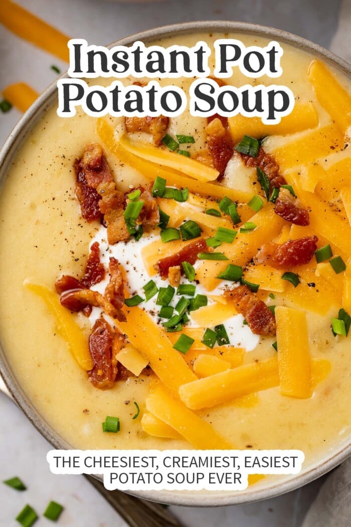 Pin graphic for Instant Pot potato soup