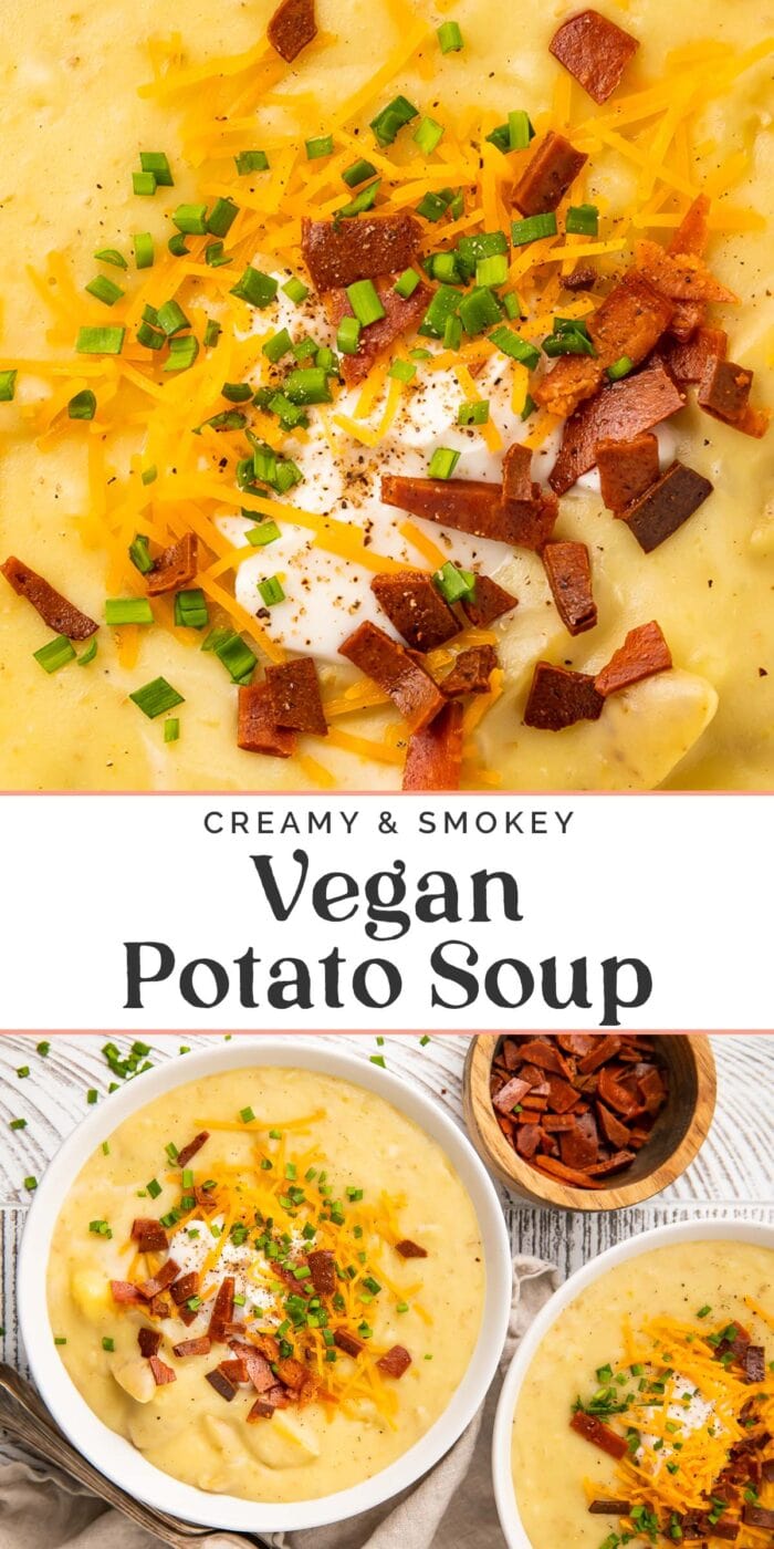 Pin graphic for vegan potato soup