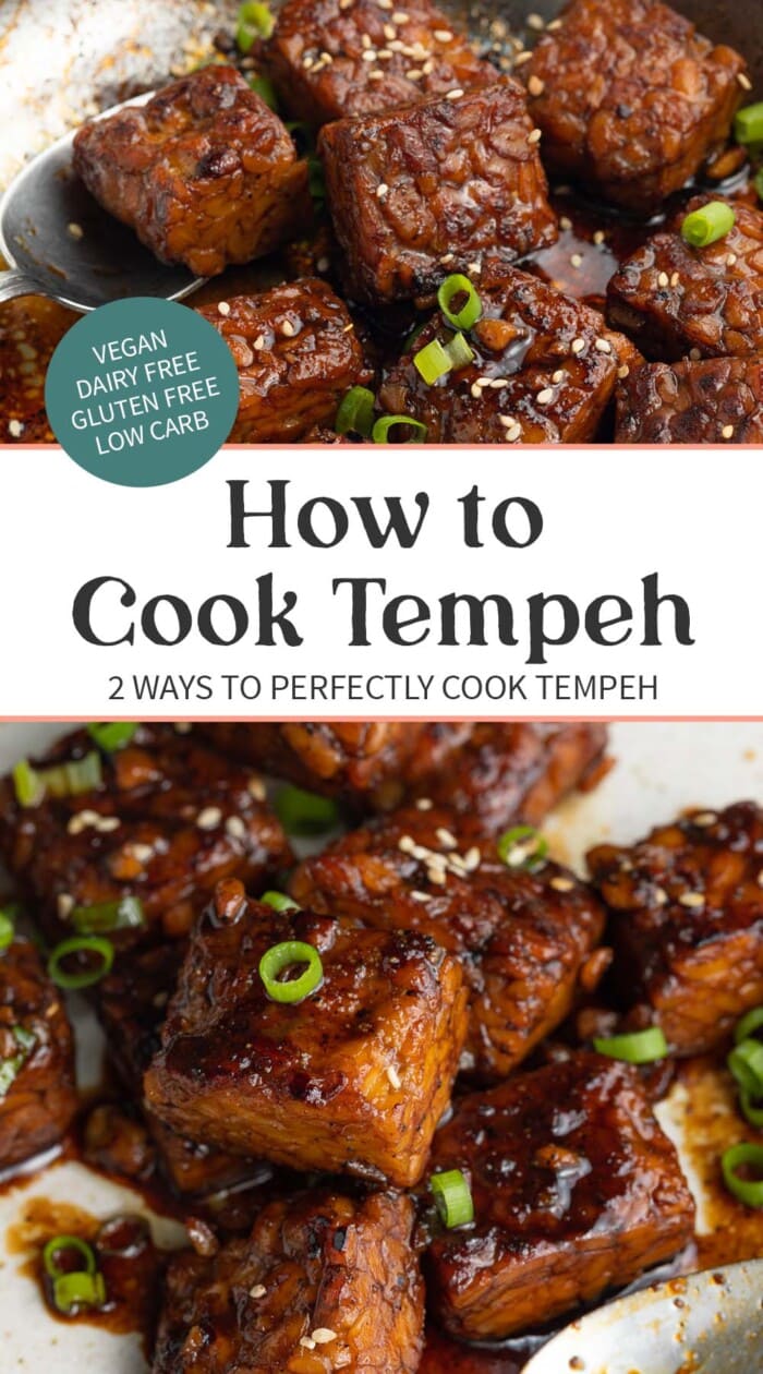 Pin graphic for how to cook tempeh