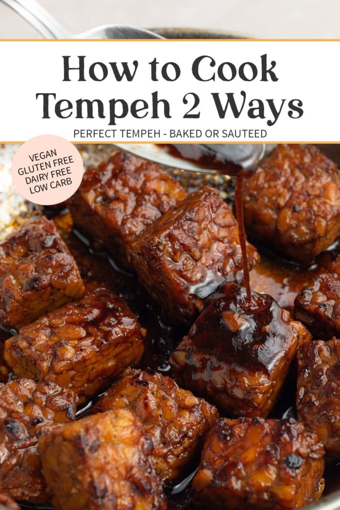 Pin graphic for how to cook tempeh