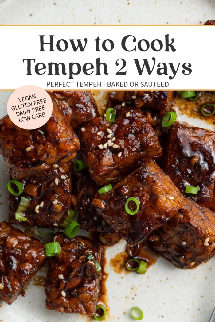 Pin graphic for how to cook tempeh