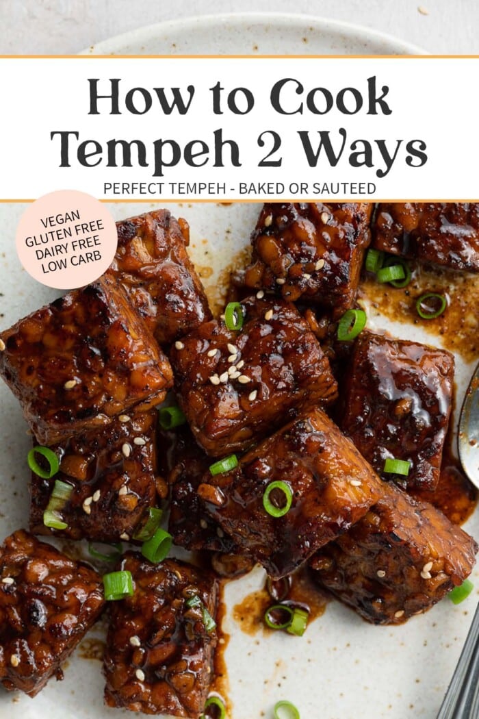 Pin graphic for how to cook tempeh