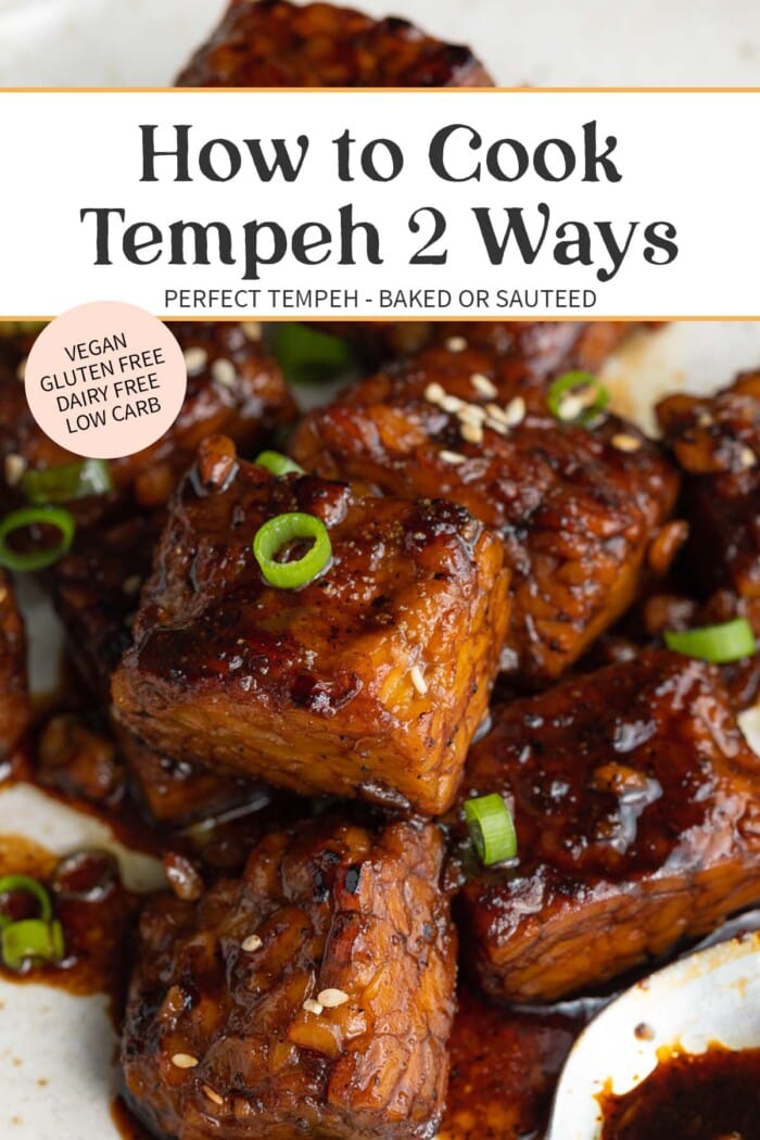 Pin graphic for how to cook tempeh