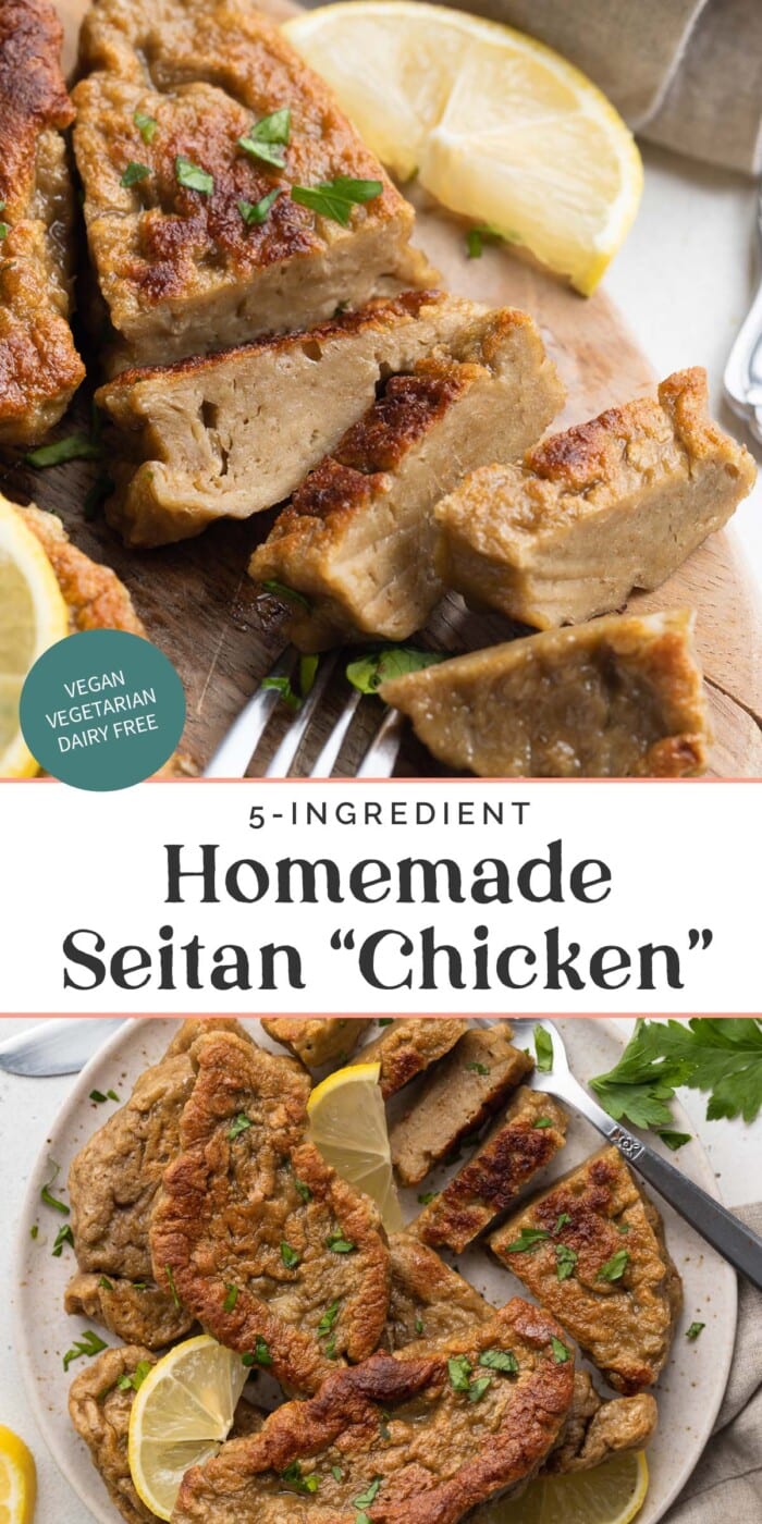 Pin graphic for seitan chicken.