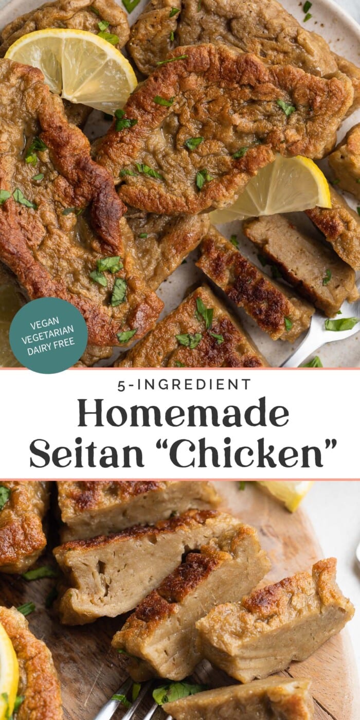 Pin graphic for seitan chicken.