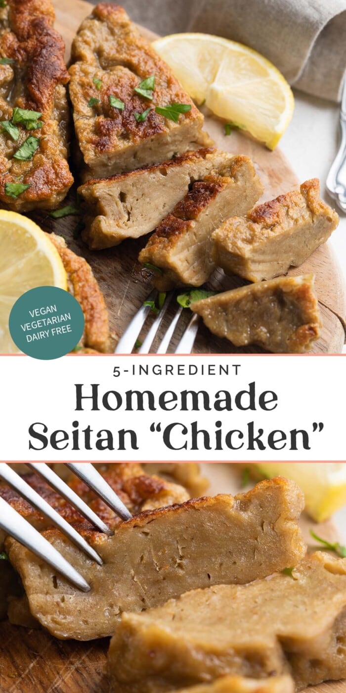 Pin graphic for seitan chicken.