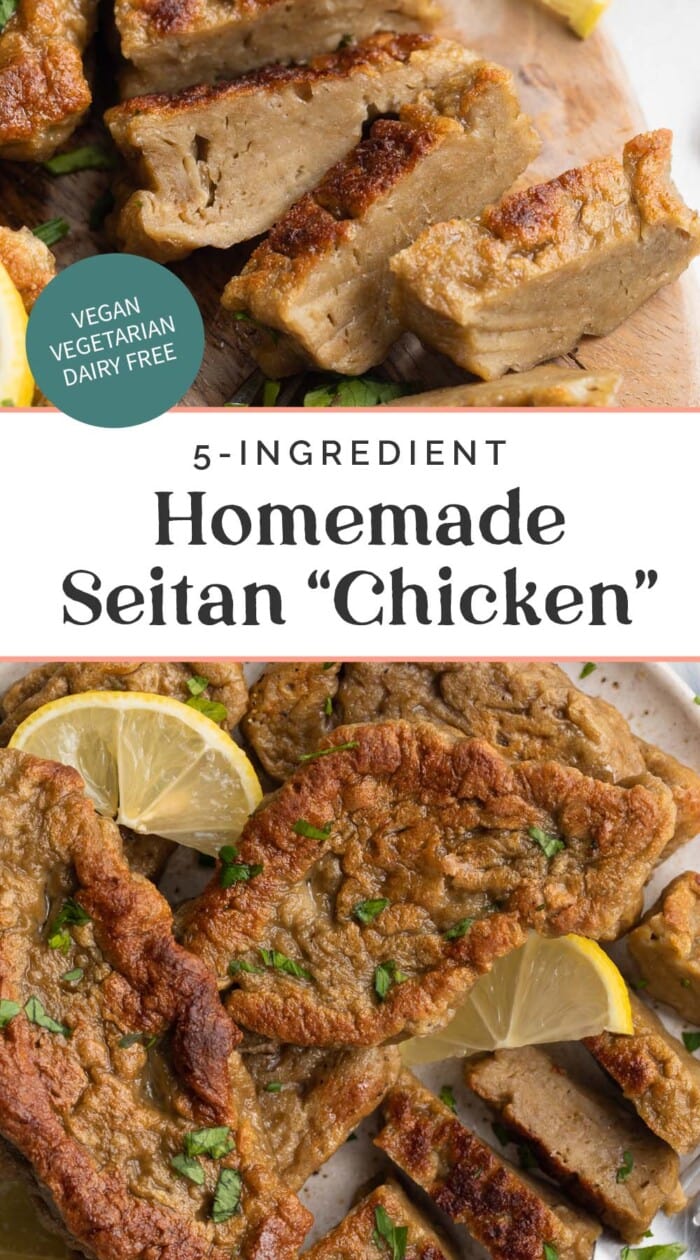 Pin graphic for seitan chicken.