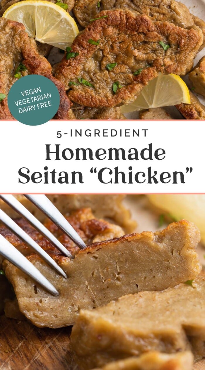 Pin graphic for seitan chicken.