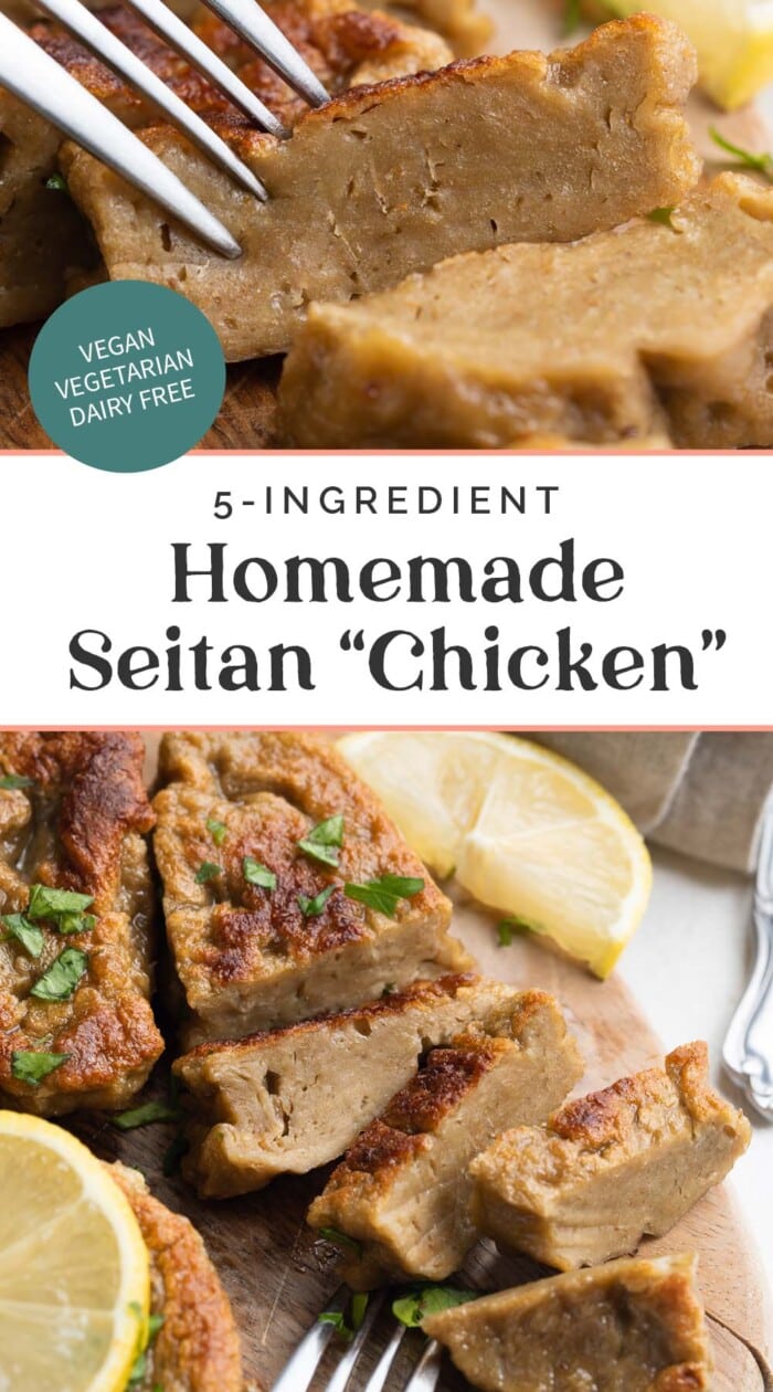 Pin graphic for seitan chicken.