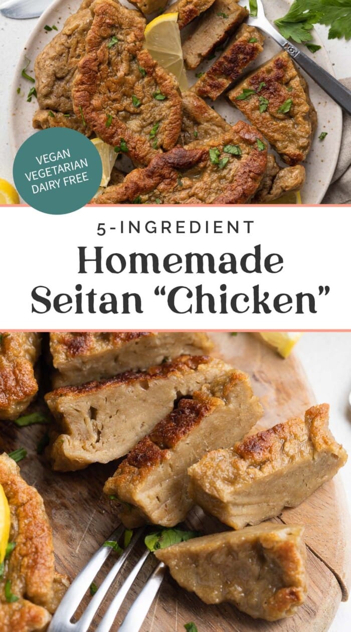 Pin graphic for seitan chicken.