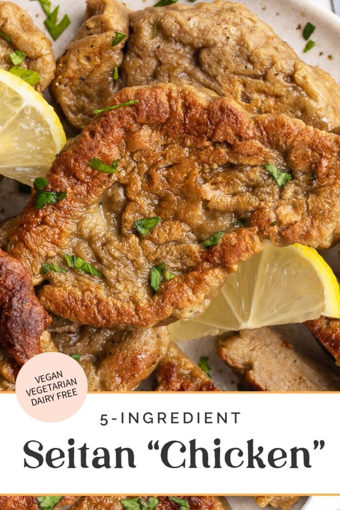 Pin graphic for seitan chicken.