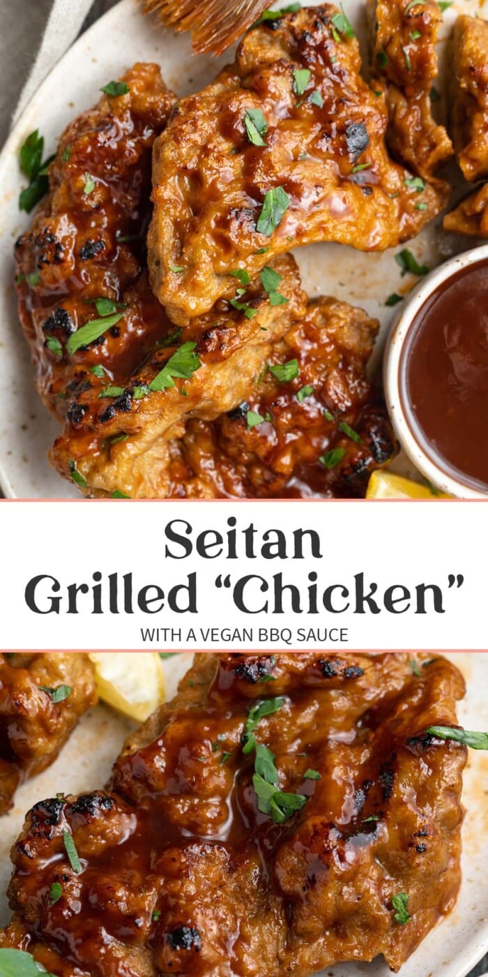 Pin graphic for seitan grilled chicken