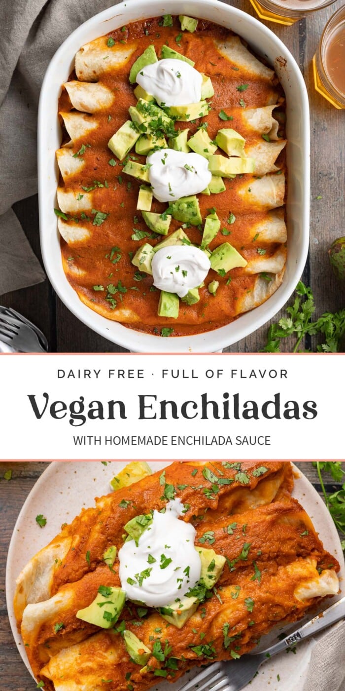 Pin graphic for vegan enchiladas