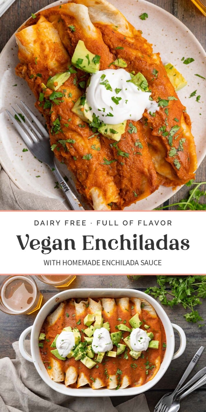 Pin graphic for vegan enchiladas