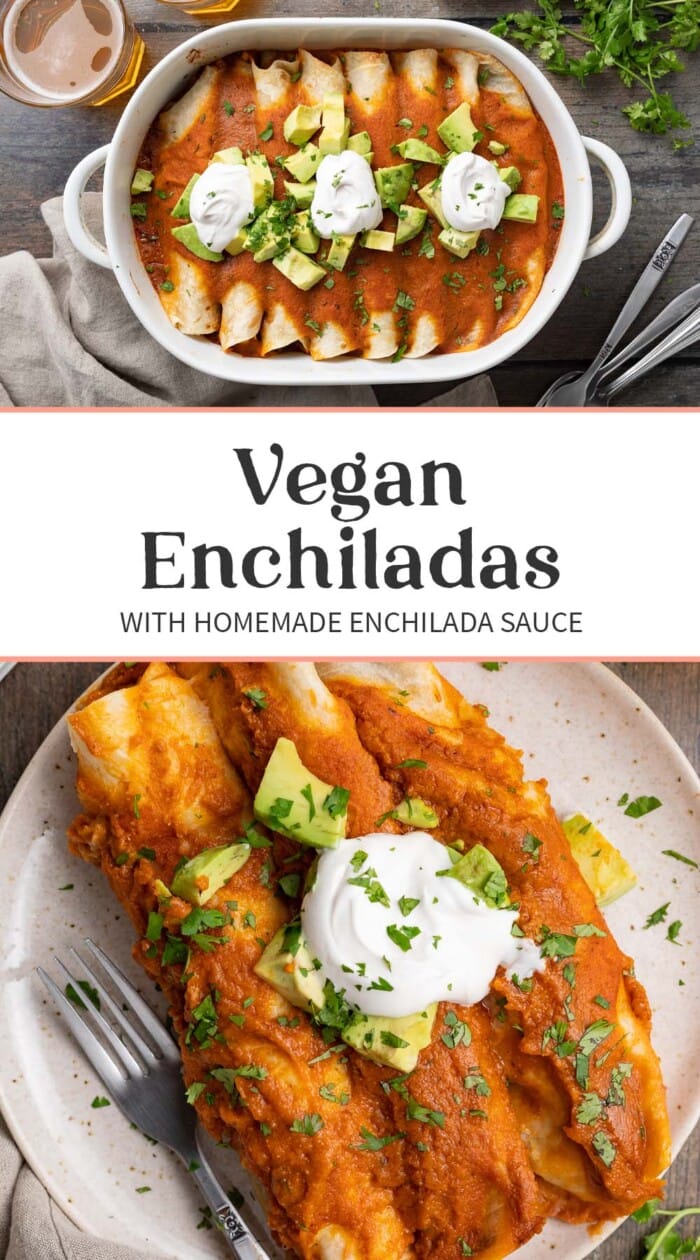 Pin graphic for vegan enchiladas