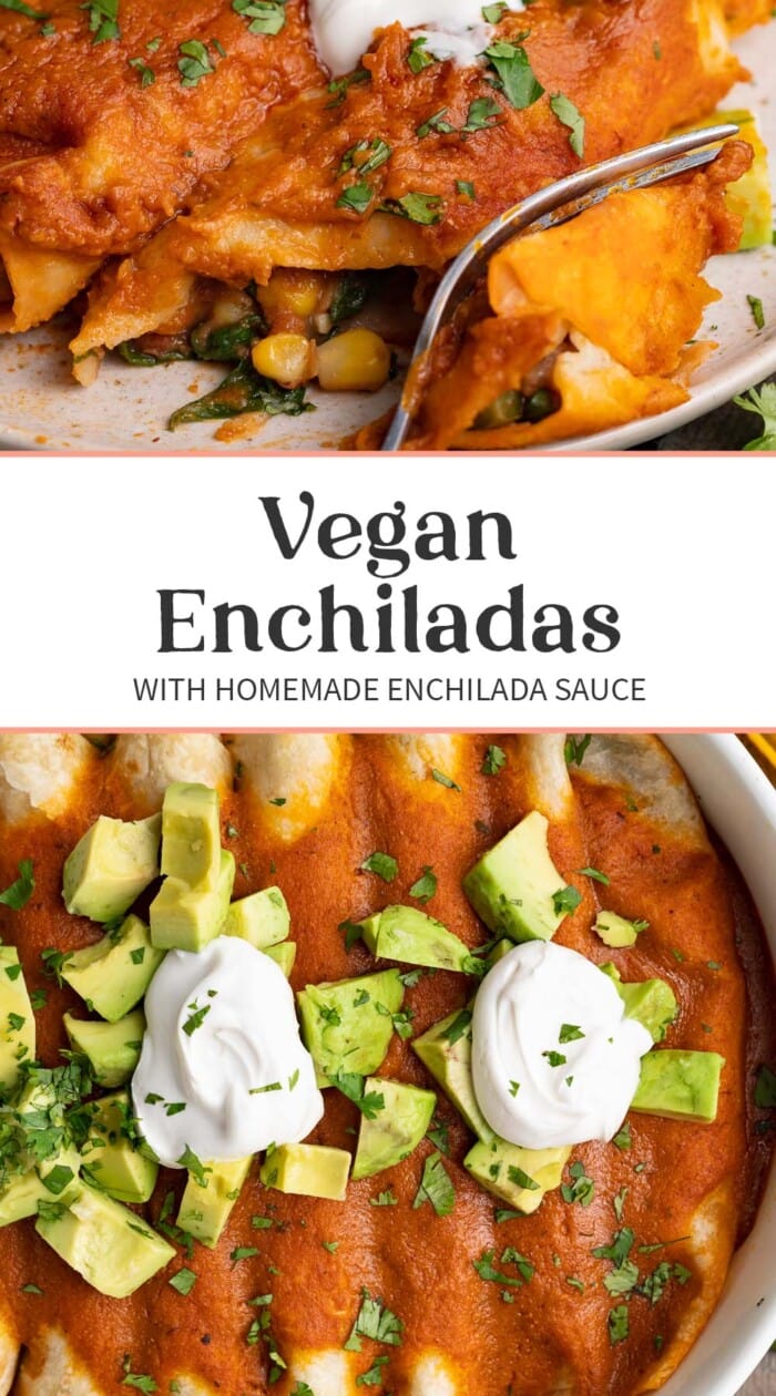 Pin graphic for vegan enchiladas