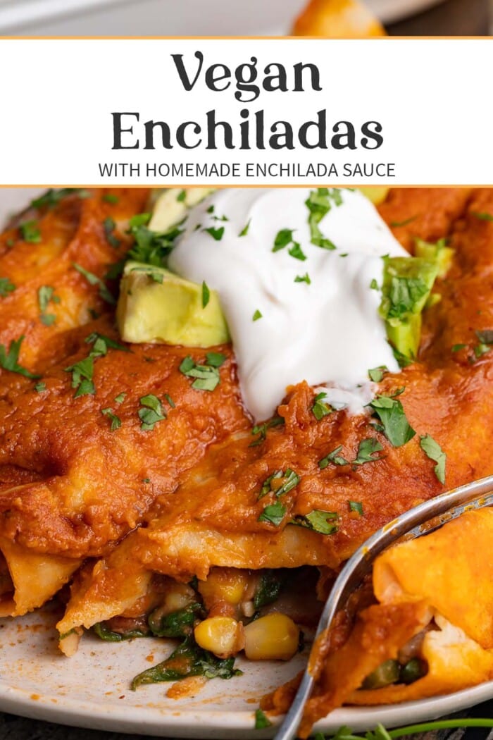 Pin graphic for vegan enchiladas