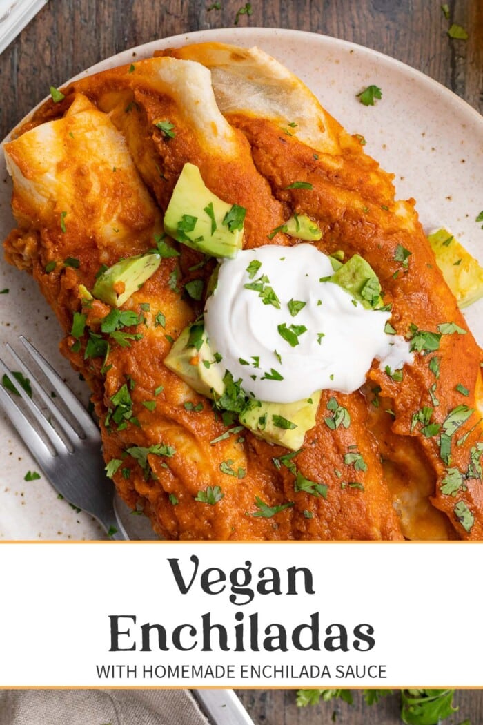 Pin graphic for vegan enchiladas