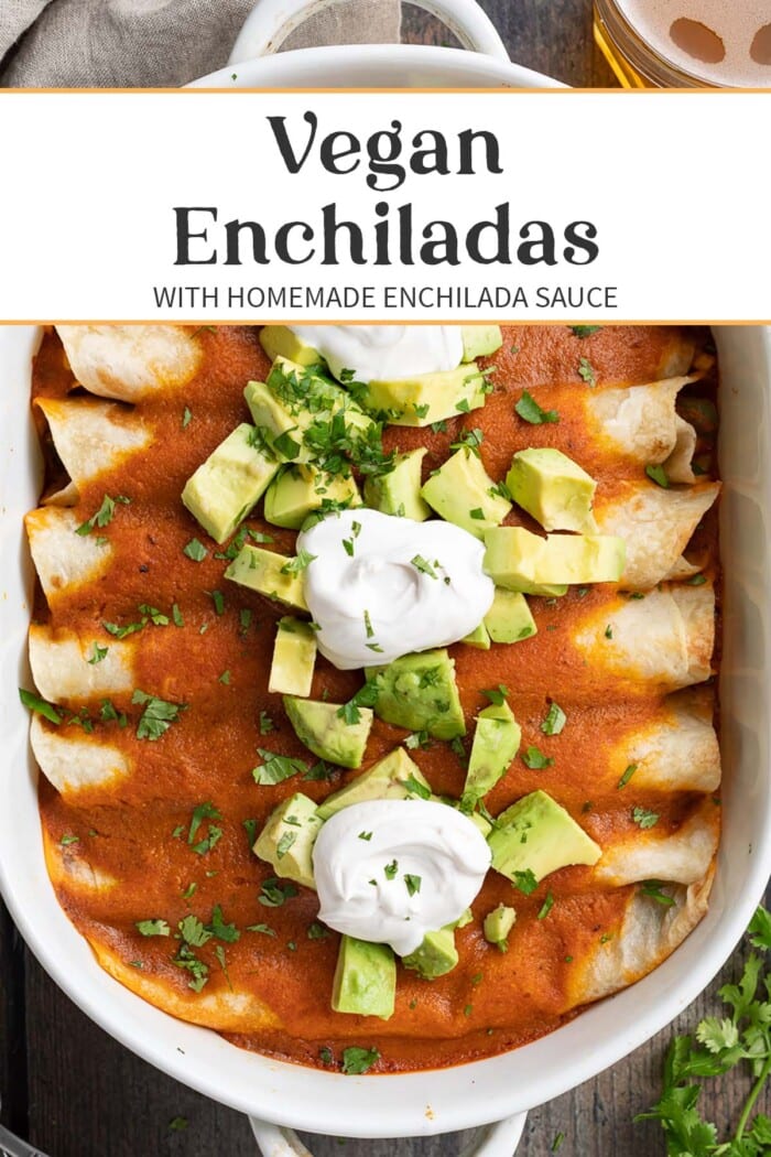 Pin graphic for vegan enchiladas