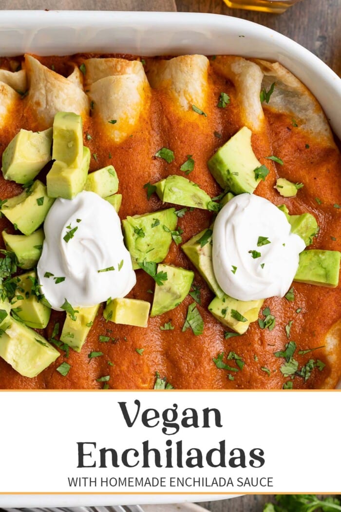 Pin graphic for vegan enchiladas