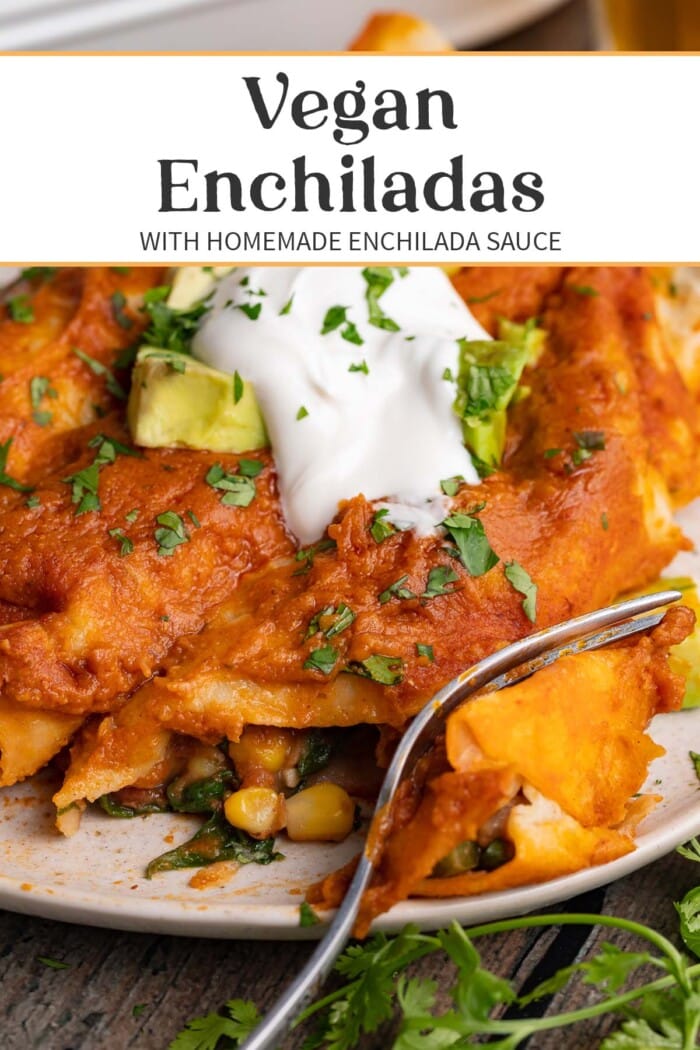 Pin graphic for vegan enchiladas