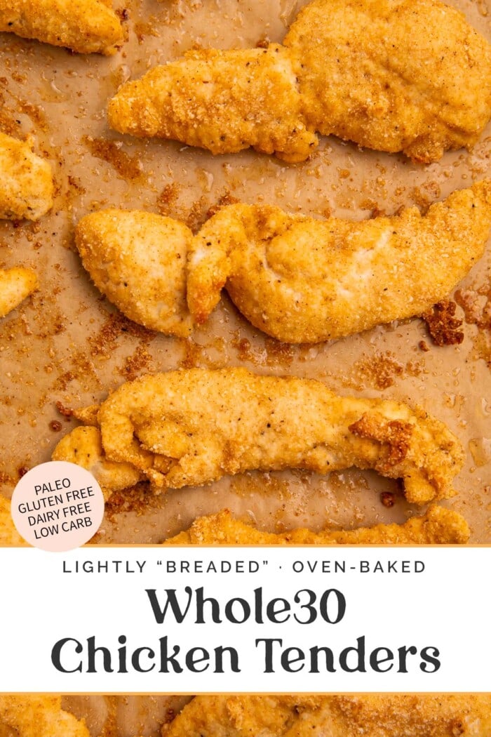 Pin graphic for Whole30 chicken tenders