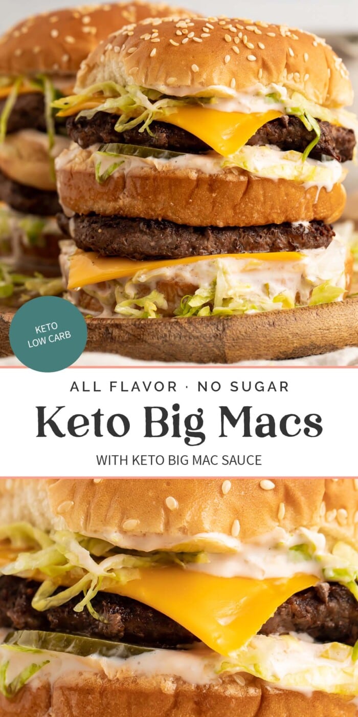 Pin graphic for keto Big Macs.