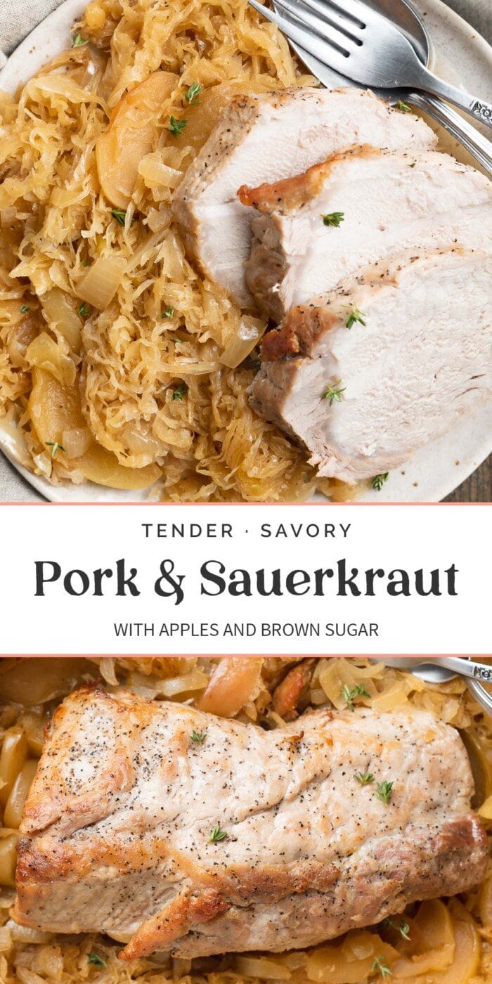 Pin graphic for pork and sauerkraut.