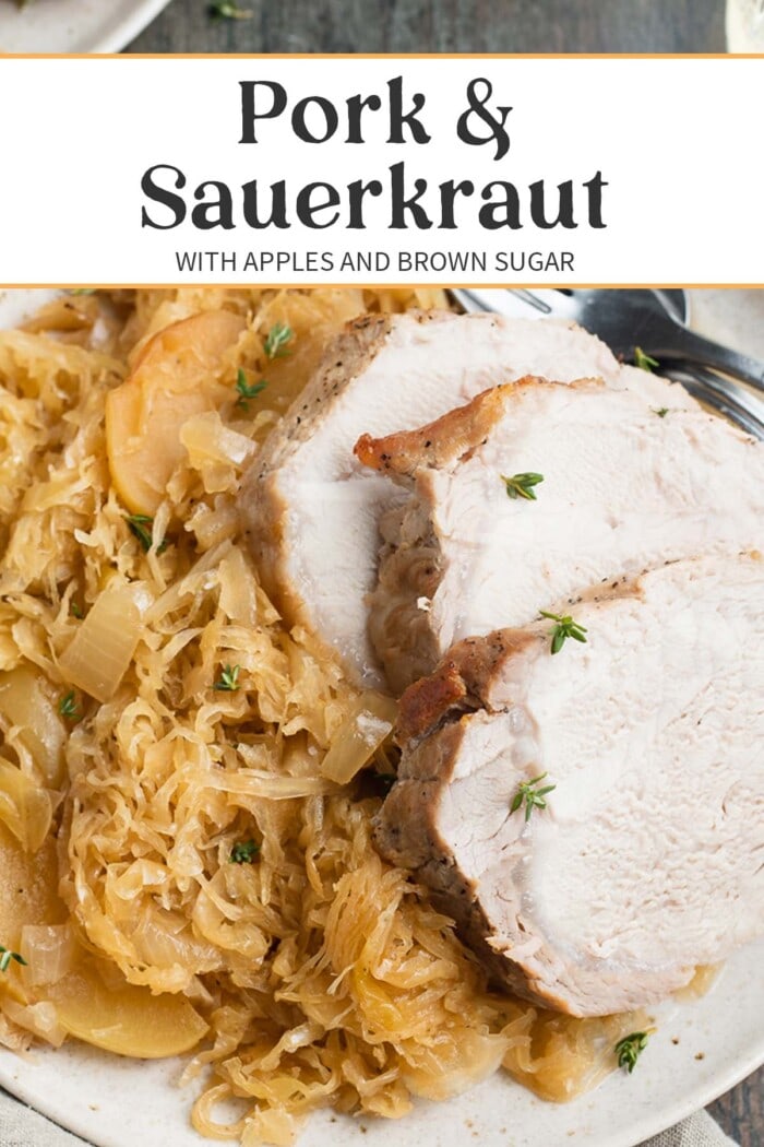 Pin graphic for pork and sauerkraut.