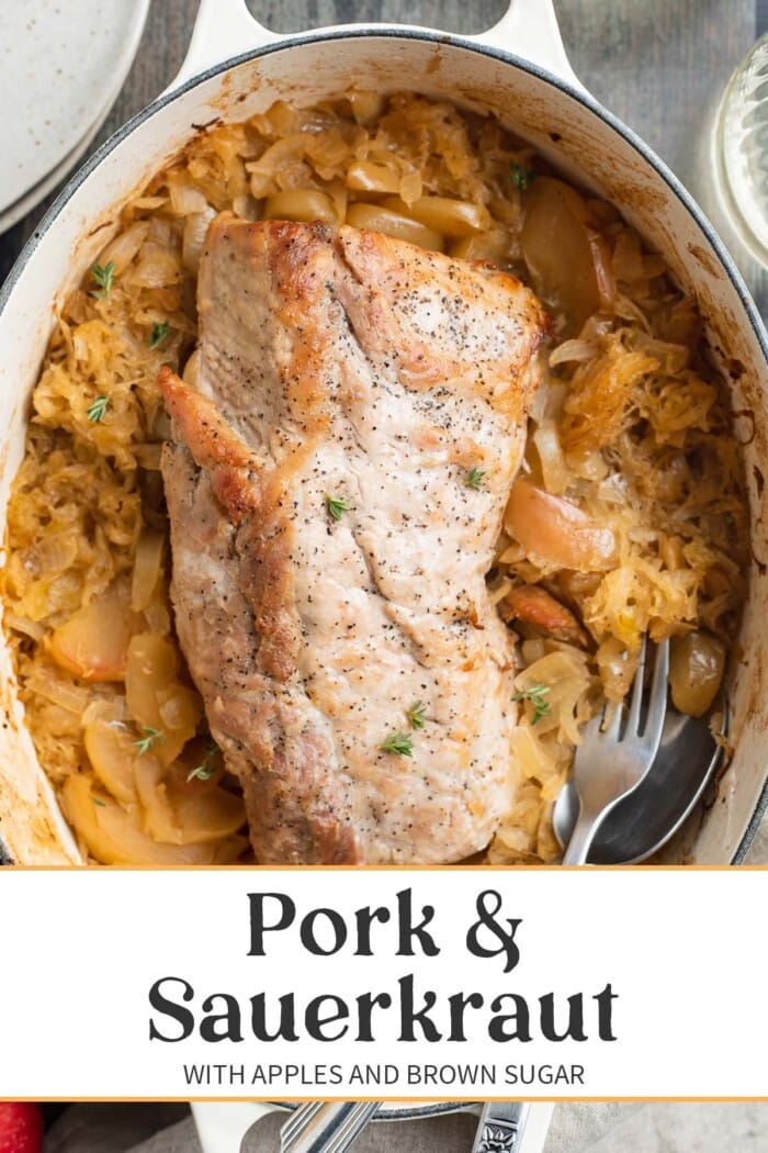 Pin graphic for pork and sauerkraut.