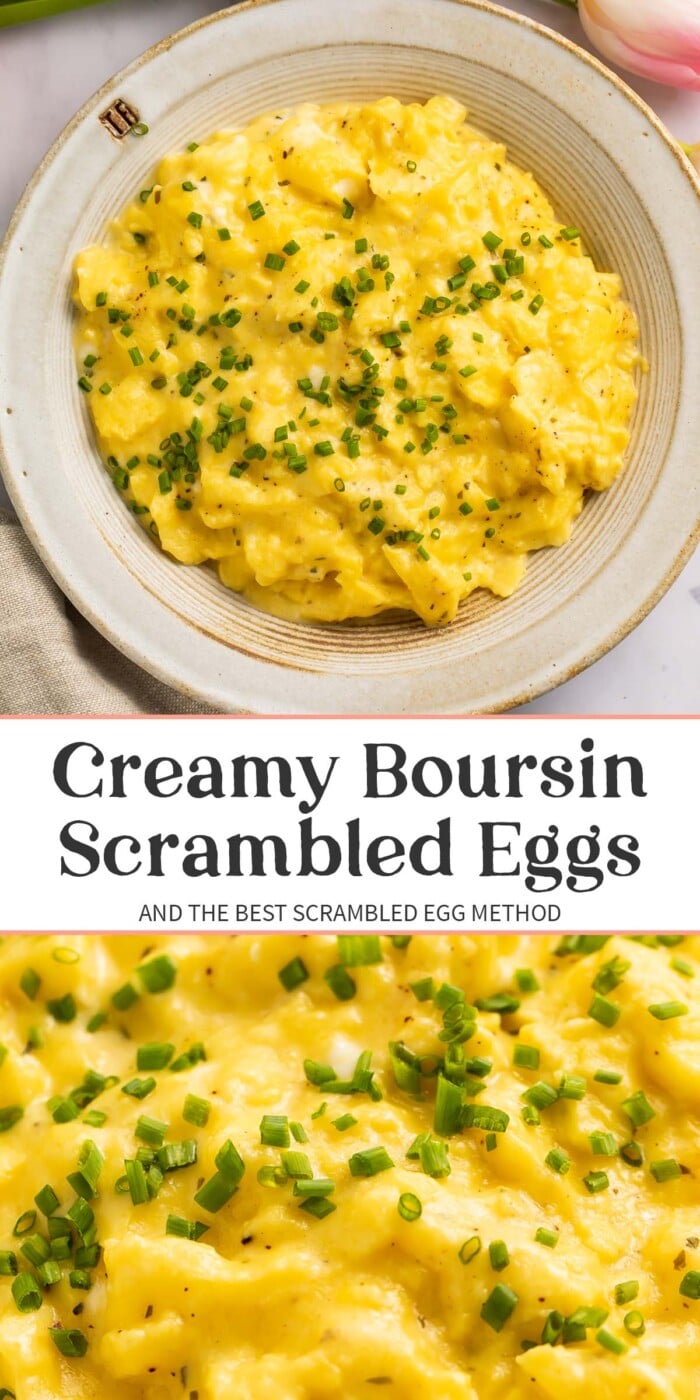 Pin graphic for boursin scrambled eggs.