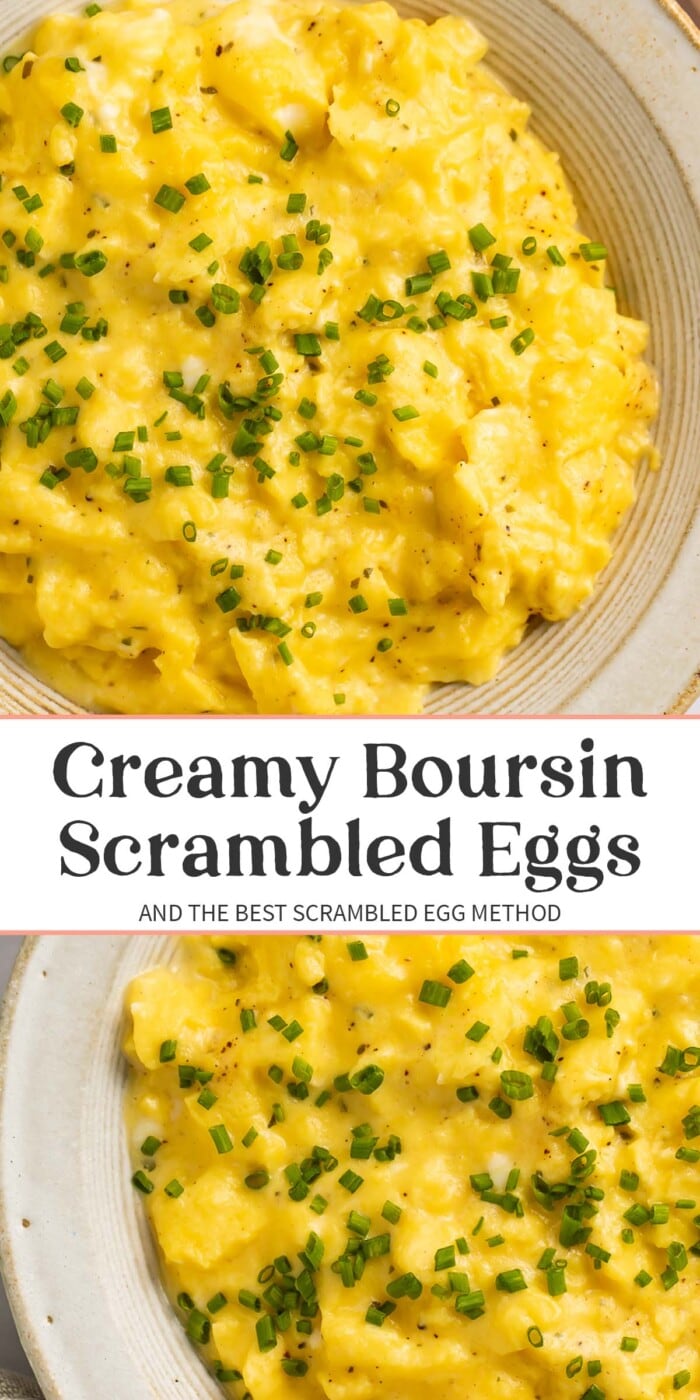 Pin graphic for boursin scrambled eggs.