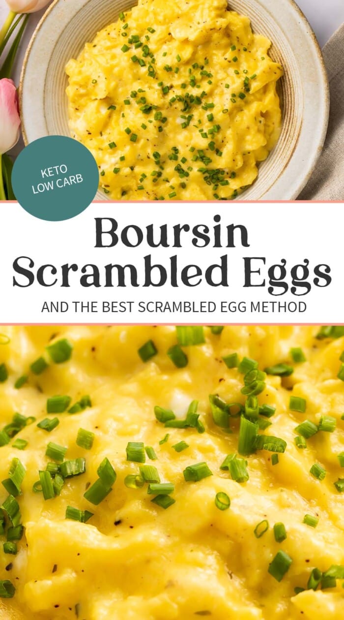 Pin graphic for boursin scrambled eggs.