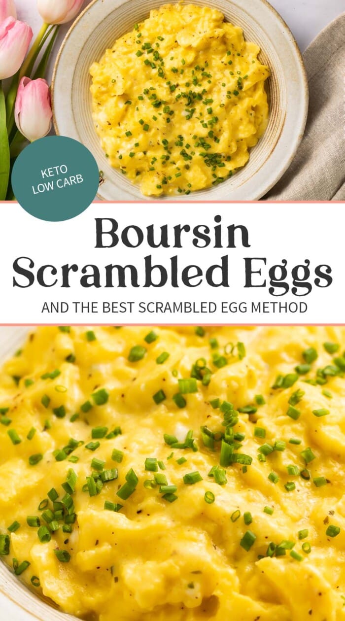 Pin graphic for boursin scrambled eggs.