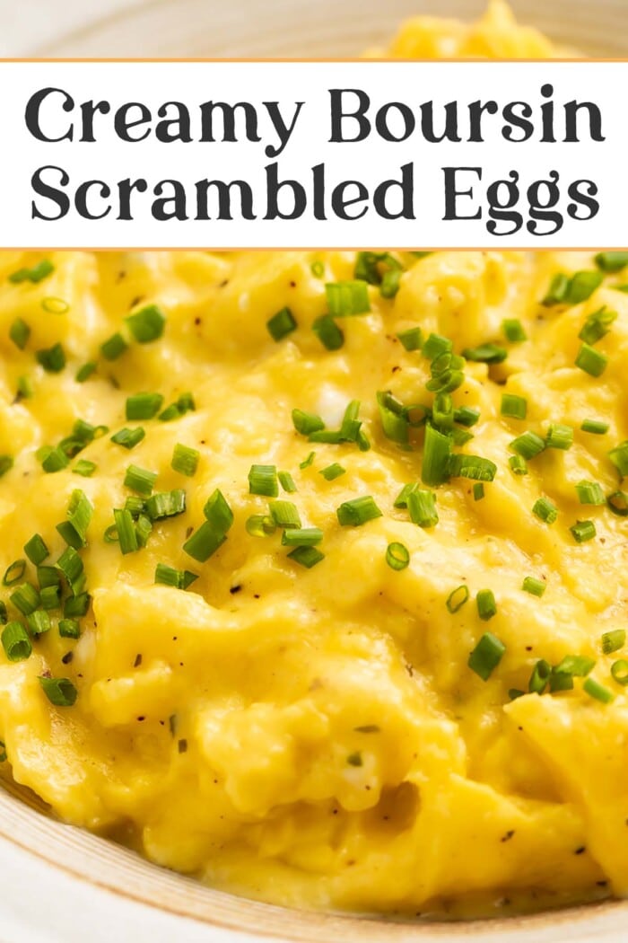 Pin graphic for boursin scrambled eggs.