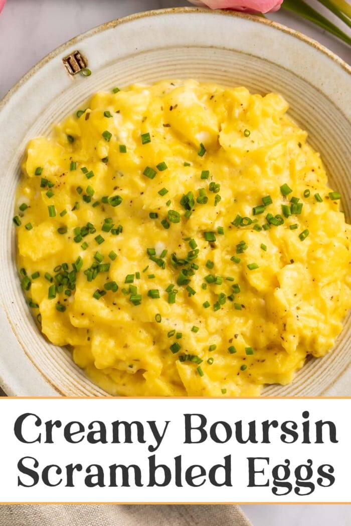 Pin graphic for boursin scrambled eggs.