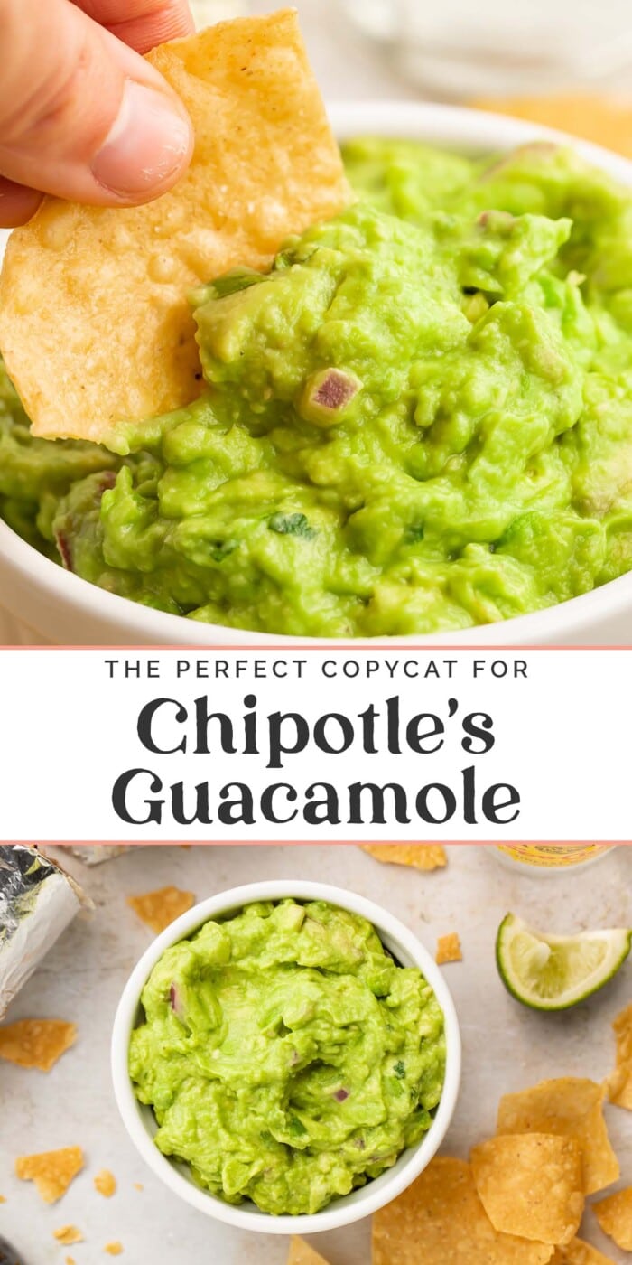 Pin graphic for Chipotle guacamole.