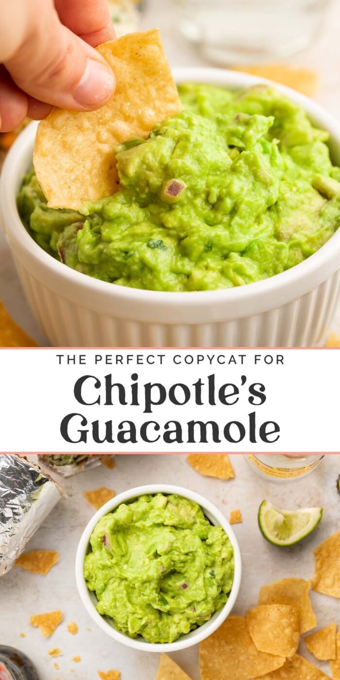 Pin graphic for Chipotle guacamole.